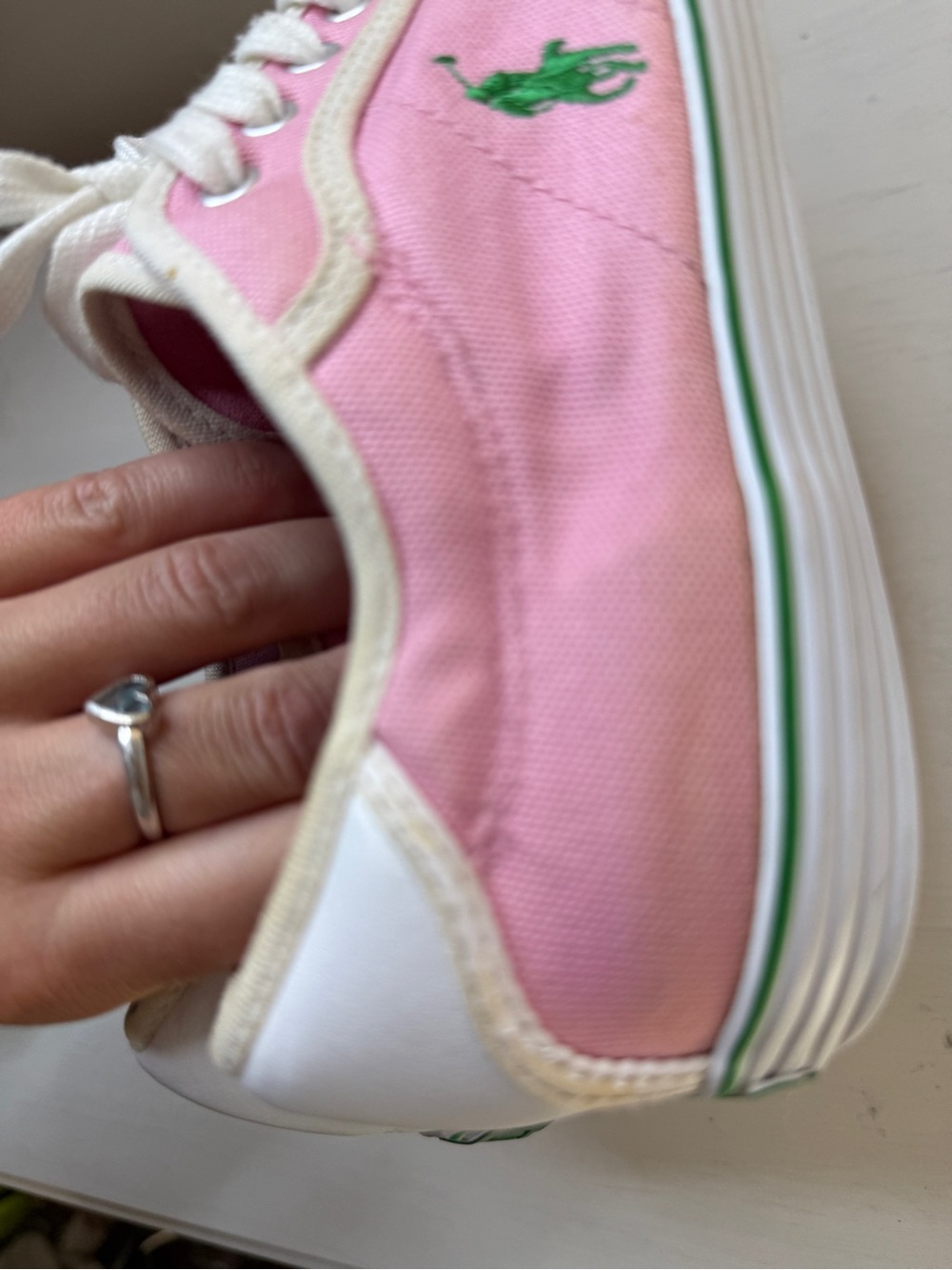 90's Polo Ralph Lauren light pink Canvas sneakers (size 8) vintage preppy Y2K - Picture 4 of 15
